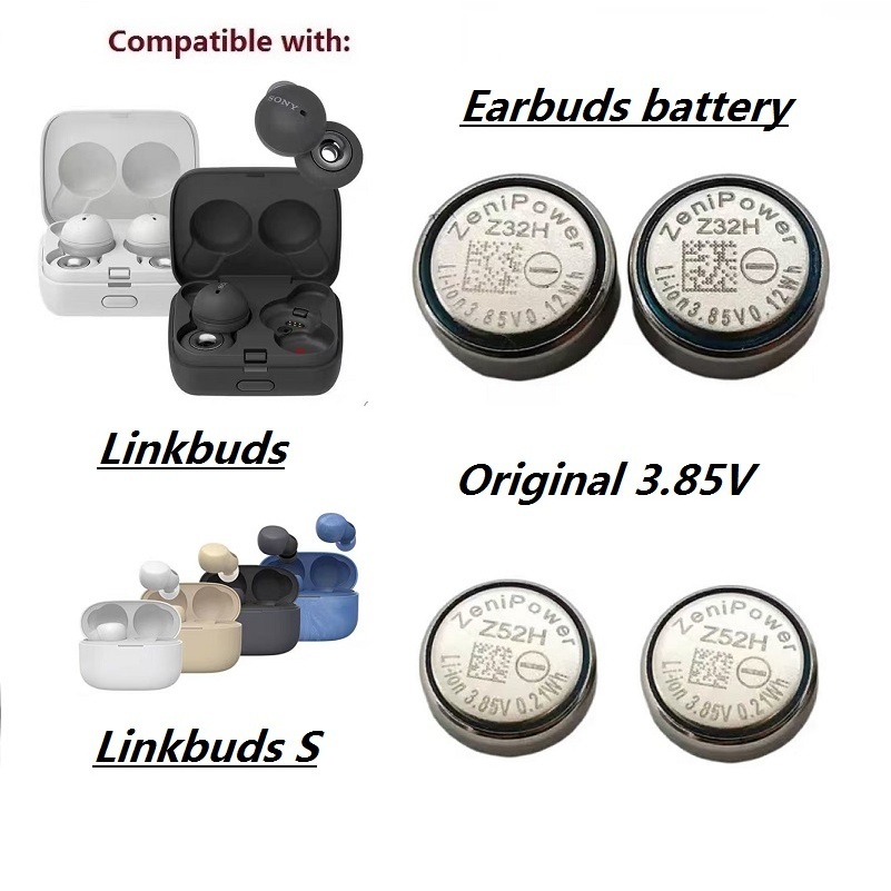 ต้นฉบับใหม่หูฟังแบตเตอรี่สําหรับ Sony linkbuds/Linkbuds S หูฟังชนิดใส่ในหูเปลี่ยน Z32H,Z52H แบตเตอรี