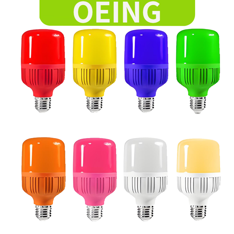 OIENG หลอดไฟสี LED, E27 ปากสกรู, แดง, เขียว, น้ําเงิน, เหลือง, ขาว, ม่วง, ส้ม, โคมไฟงานรื่นเริงในครัวเรือน, โคมไฟประหยัดพลังงาน 15W, 220V