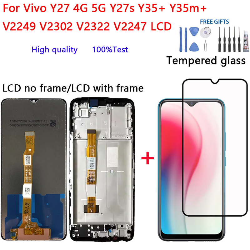 6.64 “สําหรับVivo Y27 4G 5G Y27s Y35 + Y35m + V2249 V2302 V22322247 จอแสดงผลLCD Touch Screen Digitizer Assemblyเปลี่ยน – โปรปัง