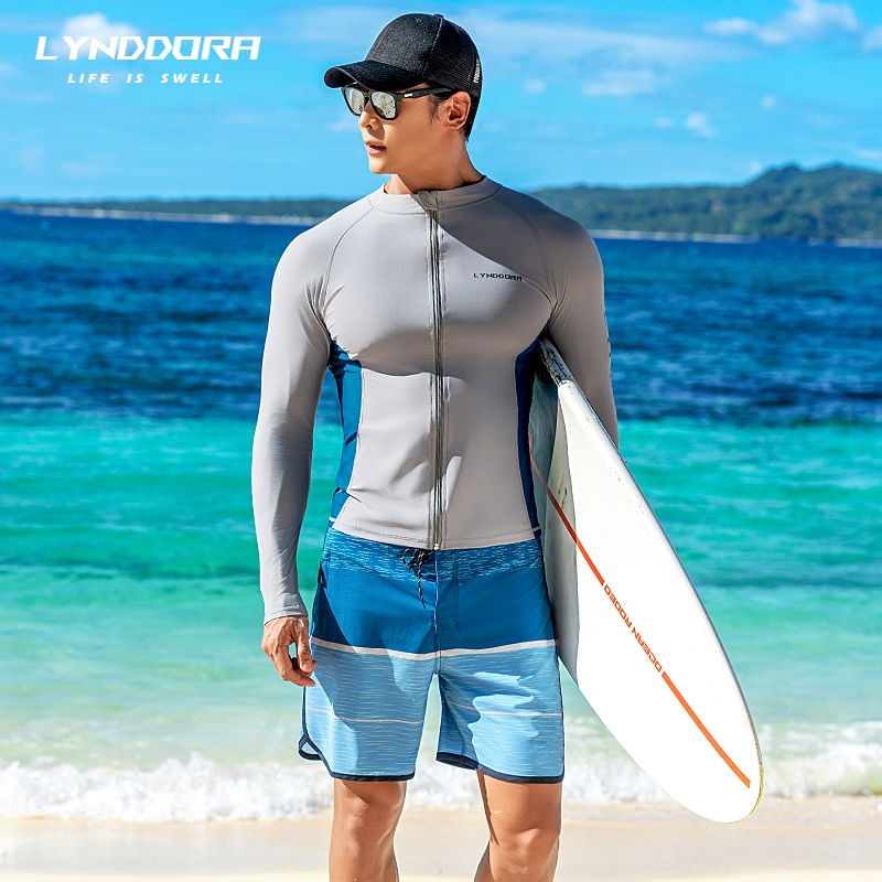 SAILBEE Mens UV Protect Surfing Rash Guard ชุดว่ายน้ําแขนยาว Rashguard Surf เสื้อ M0116