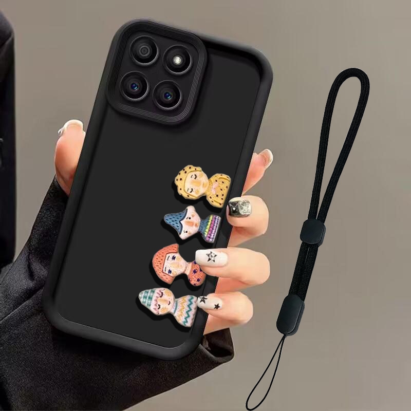 ซิลิโคนนุ่มกรณีตุ๊กตาการ์ตูน 3D สามมิติสร้อยข้อมือเคสโทรศัพท์เหมาะสําหรับ Huawei Honor Play 60 Plus/