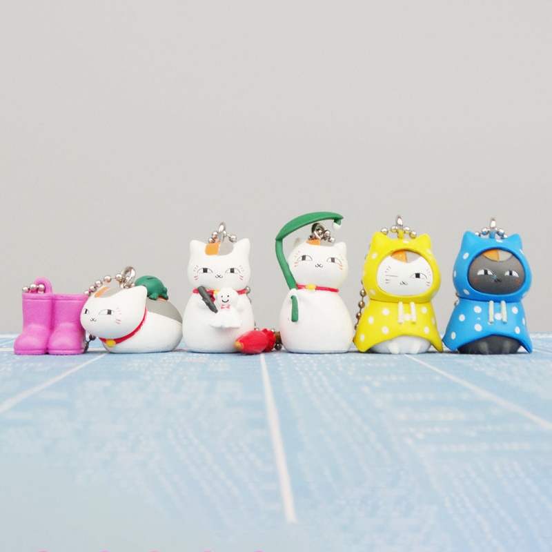 6 ชิ้น/เซ็ต 3-4 ซม.Natsumes Book of Friends อะนิเมะรูป Mini Madara Monster Cat ครูเสื้อกันฝนร่ม PVC Action Figures ตุ๊กตาของเล่น