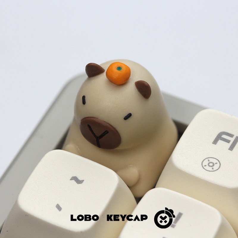 กาแฟ Capybara Keycap น่ารักการ์ตูน MX สวิทช์ 3D Mechanical Handmade เรซิ่น Keycaps DIY Original Creative ส่วนบุคคล Kawaii Beaver Keycap