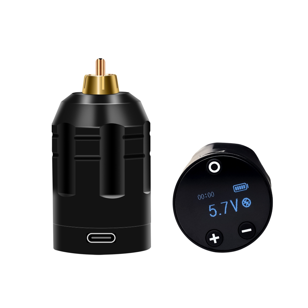 Mini Tattoo Power Supply LCD Digital จอ 1500mAh เครื่องสัก ปากกา ไร้สาย เครื่องสัก แบตเตอรี่ อินเทอร์เฟซ RCA