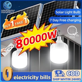 KKSKY Solar Light Bulb Outdoor Indoor Lights LED Solar Emergency Light Portable Waterproof Hanging Camping Lamp With Solar Panel Remote