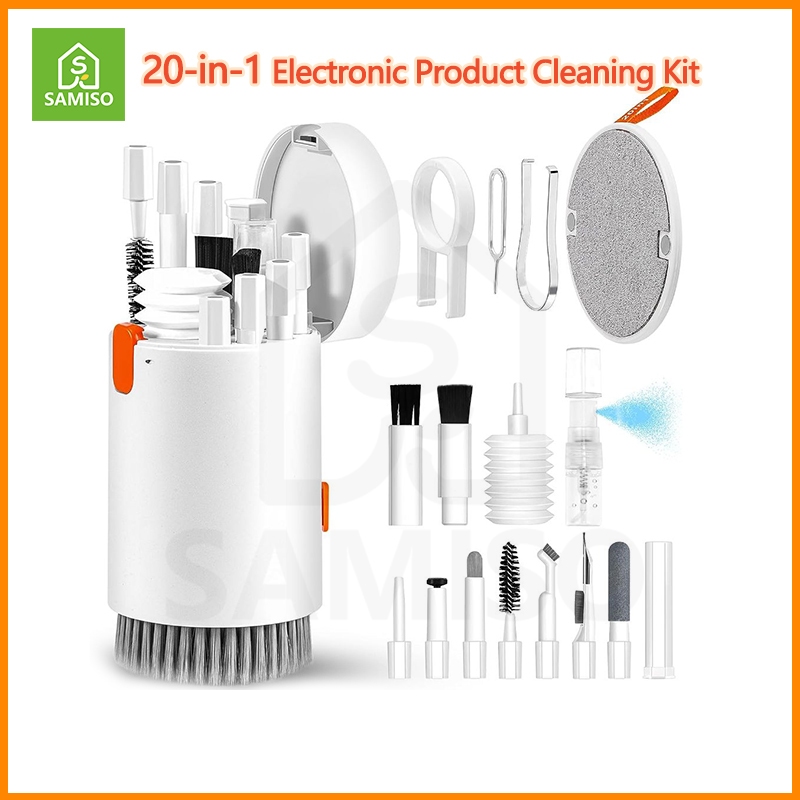 ชุดทําความสะอาดอิเล็กทรอนิกส์มัลติฟังก์ชั่น 20-in-1 - น้ํายาล้างคีย์บอร์ด, แปรงหน้าจอ, ตัวดึงปุ่มกด, น้ํายาทําความสะอาด, สําหรับคอมพิวเตอร์, แล็ปท็อป, หูฟัง, Airpod, โทรศัพท์, กล้องปัญญา
