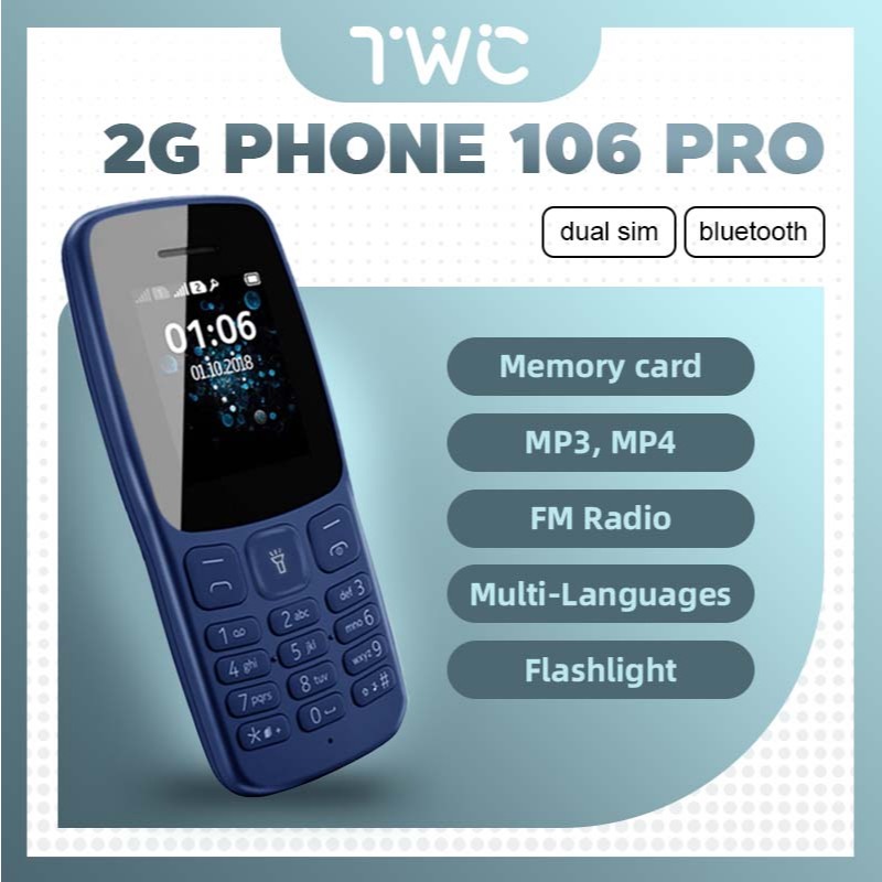 TWC 106Pro 2G มือถือ Dual SIM 800mAh แบตเตอรี่ 1.77 จอแสดงผลบลูทูธวิทยุ FM เสียงปริมาณสูงขยายหน่วยคว