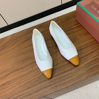 คลาสสิกจับคู่สีที่สวยงามย้อนยุคแม่มดรองเท้าแบนรองเท้าเดียวสไ…