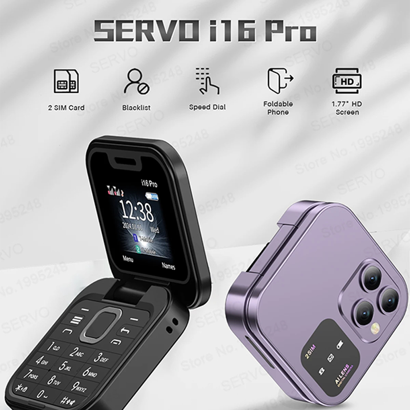 TWC I16 Pro 2G Flip Phone 1.77 นิ้วโทรศัพท์มือถือแบบพกพา 1000mAh แบตเตอรี่ Dual Nano SIM กล้องหลายภา