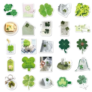 Ins สไตล์ 50 ชิ้น Lucky Clover สีเขียว Journal สติกเกอร์สําหรับแล็ปท็อปสมุดภาพ Art Journal หมวกกันน็อคสติกเกอร์ Graffiti กันน้ํา DIY