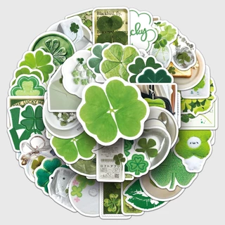 Ins สไตล์ 50 ชิ้น Lucky Clover สีเขียว Journal สติกเกอร์สําหรับแล็ปท็อปสมุดภาพ Art Journal หมวกกันน็อคสติกเกอร์ Graffiti กันน้ํา DIY