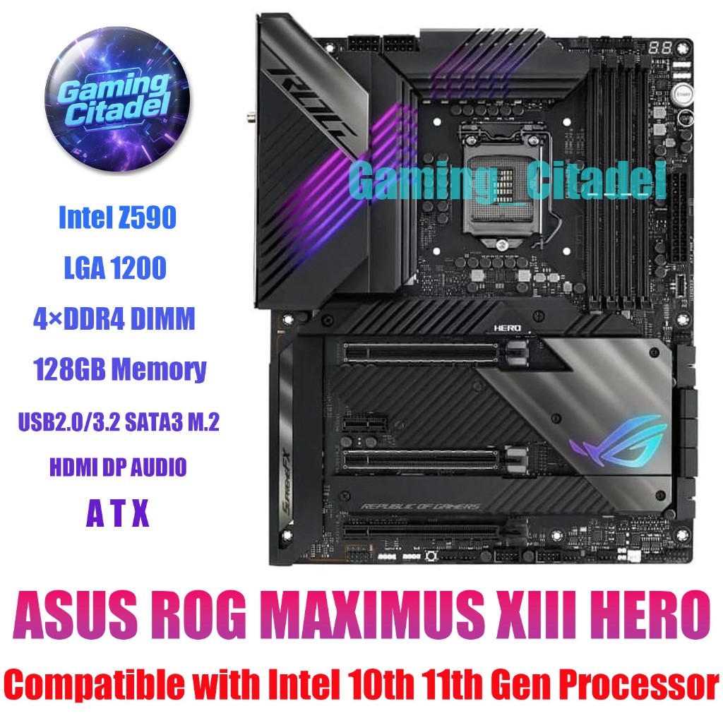 ใช้ ASUS ROG MAXIMUS XIII HERO WIFI Z590 ชิปเซ็ตเมนบอร์ดใช้งานร่วมกับ Intel 10th 11th Gen โปรเซสเซอร