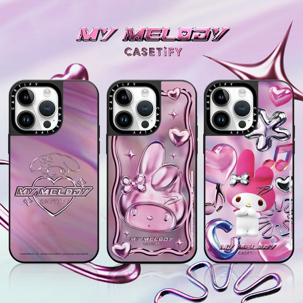 Melody casetify Mirror เคสโทรศัพท์สําหรับ iPhone16ProMax กรณีใช้งานร่วมกับ IP15Pro เคสโทรศัพท์ plus 