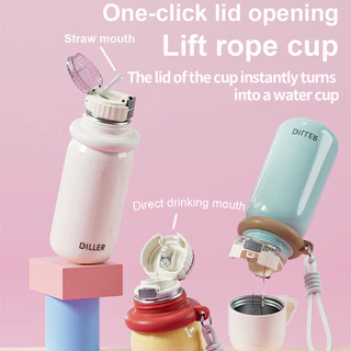 กระติกน้ําร้อนขวด Diller Ace (480/500/520ml) - สแตนเลส 316 การประชุมทางอุณหภูมิ ป้องกันการรั่วซึม D9327
