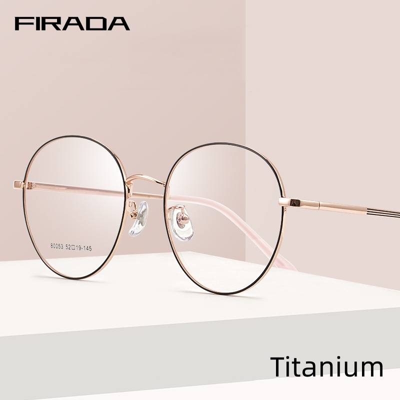 FIRADA แว่นตาแฟชั่นธุรกิจ Vintage รอบไทเทเนียมแว่นตาสายตาสั้น Prescription กรอบแว่นตาสําหรับผู้ชายผู้หญิง 80053
