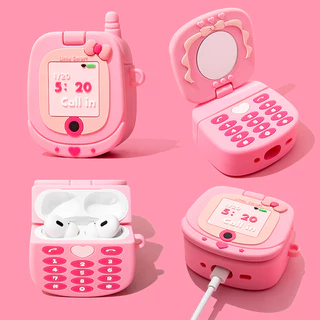 (AirPods Pro3) เคสกระจกสําหรับ AirPods4/4ANC/1/2/3/Pro/Pro2/Pro3 เคสซิลิโคนอ่อนนุ่มพร้อมคาราบิเนอร์