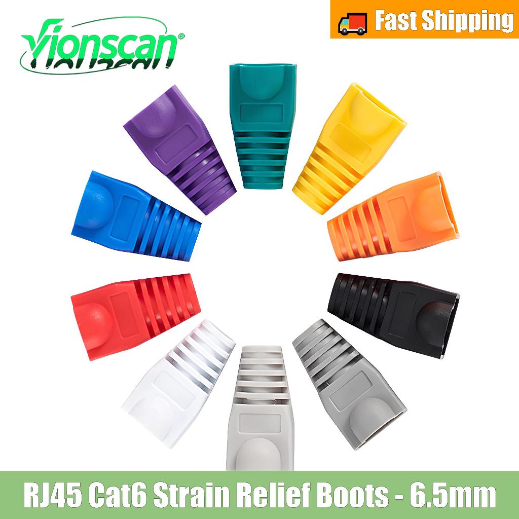 Vionscan Cat6 ความเครียดบรรเทา Boot, RJ45 ปลั๊กเชื่อมต่อฝาครอบ Modular Plug Connector หมวกสายเชื่อมต่อรองเท้า 6.5 มม.