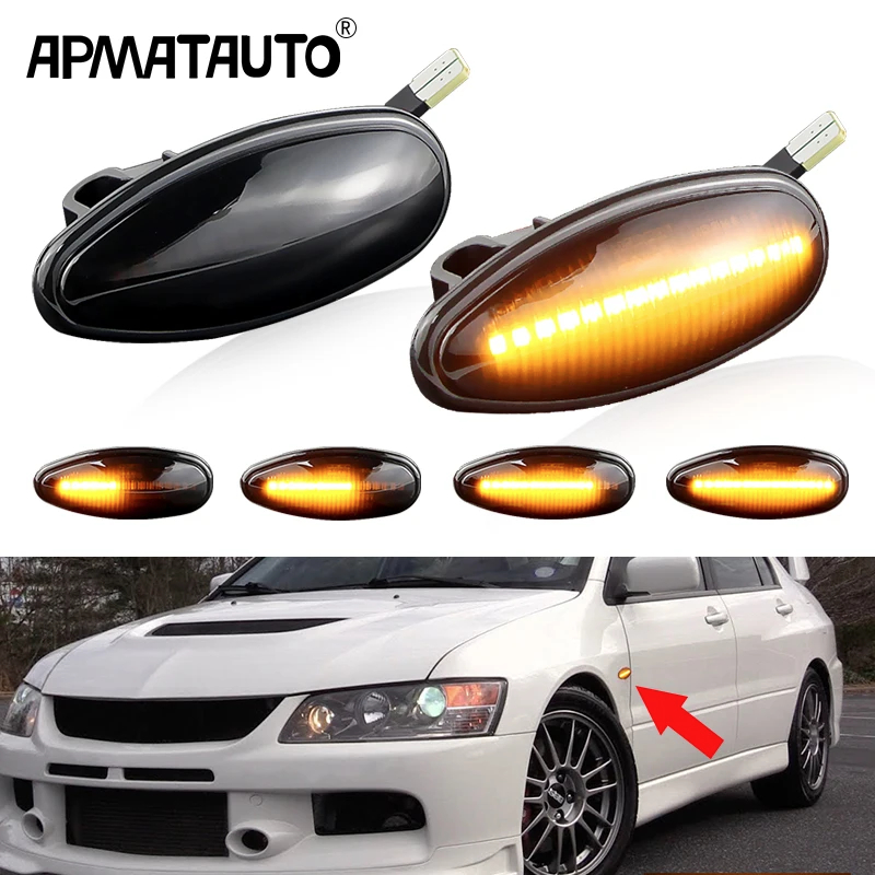 2 ชิ้น LED แบบไดนามิกด้านข้างไฟเลี้ยวไฟสัญญาณสําหรับ Mitsubishi Lancer Cedia Magna Virage Montero Outlander Airtrek Pajero Shogun