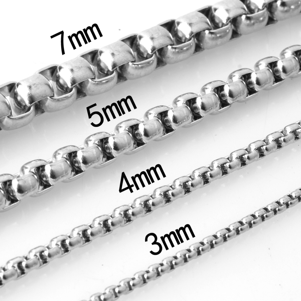 สร้อยคอสเตนเลสสตีล Pearl Chain Figaro ขนาด 2-7 มม. เหมาะสำหรับผู้ชายและผู้หญิง สร้อยคอเครื่องประดับเงิน