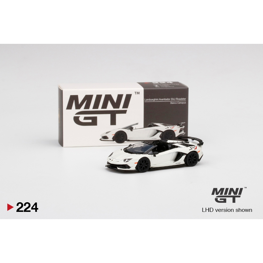 Mini GT 1:64 MGT00224 Lamborghini Aventador SVJ Roadster White Canopus