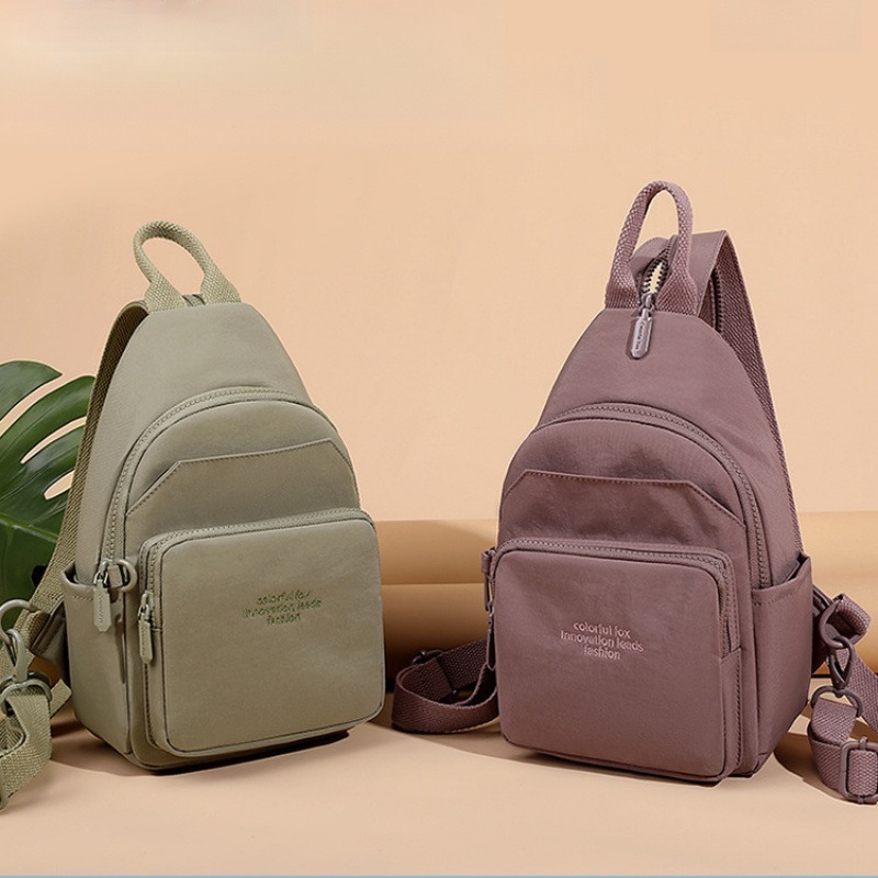 YULE.BAG กระเป๋าสะพายหลังเดี่ยวสำหรับสุภาพสตรี 2 ใน 1 แฟชั่นสบาย ๆ หลายช่องพร้อมซิปกระเป๋าไนลอนขนาดเล็ก
