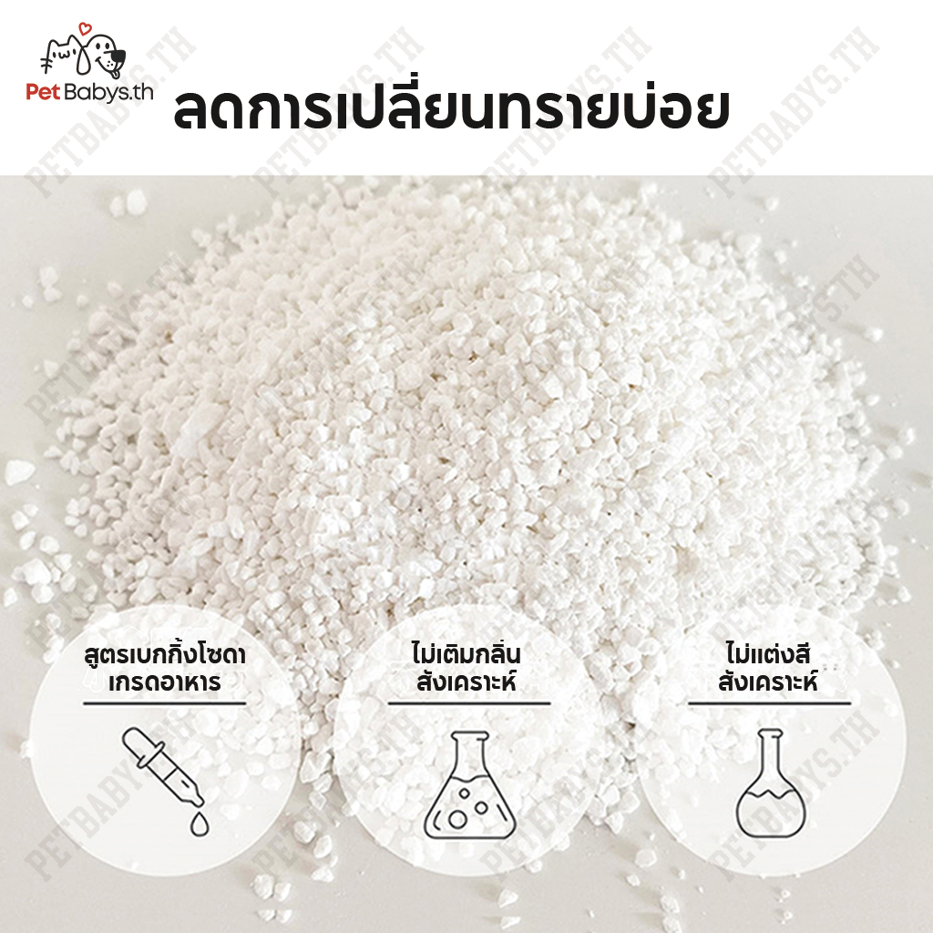🐾 PETLUSCI ผงดับกลิ่นทรายแมว อนุภาคปลอดฝุ่น | ดับกลิ่นฉี่-อึแมวทันใจ ดูดซับความชื้น ยืดอายุทรายแมว เกรดอาหาร CLEAN SODA - รูปที่ 2