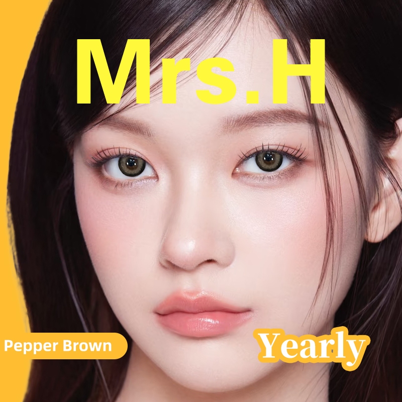 คอนแทคเลนส์ Mrs.H (COD) Graded(0~-8.00) เลนส์ธรรมชาติ เลนส์อ่อนสีน้ําตาล ใช้งานรายปี 14.5 มม.
