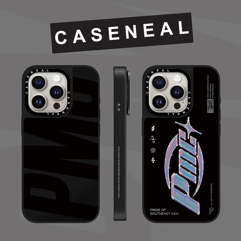 CASENEAL สายภาษาอังกฤษ PMC letter mirror face เคสโทรศัพท์สําหรับ iPhone 17 Air 16 Pro Max 15 Plus 14 ProMax 13 12Pro 11 โทรศัพท์กันกระแทกขอบนุ่ม hard กรณีป้องกัน