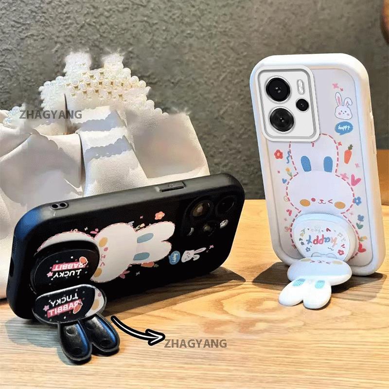 เคสสําหรับRealme 14 5G Realme 14 Pro Plus Realme 14T 5G Aesthetic 360 ° หมุนกระต่ายยึดการออกแบบใหม่ซิลิโคน ทีพียู เคสโทรศัพท์ป้องกันการกระแทกการ์ตูนโทรศัพท์เคสนิ่ม