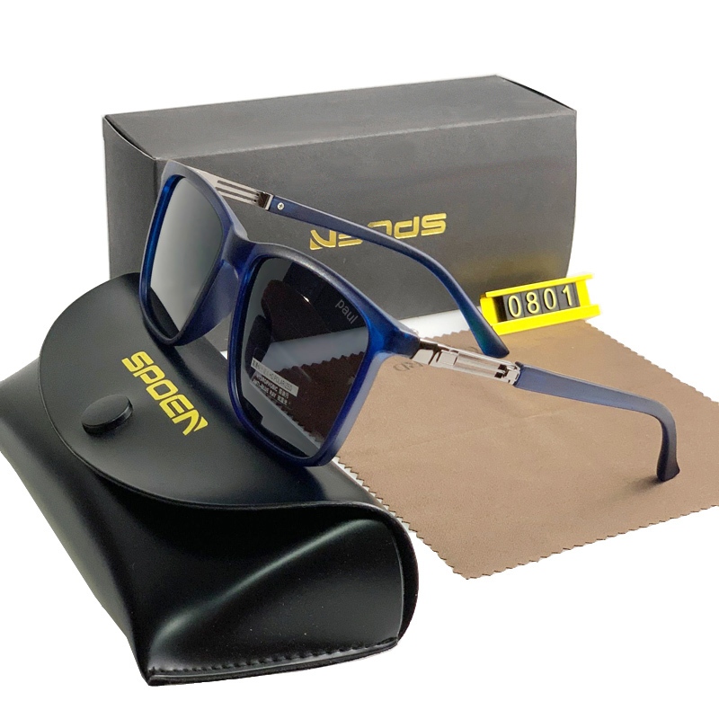 แว่นกันแดดโพลาไรซ์สีดำสำหรับผู้ชาย ออกแบบกรอบโลหะ เหมาะสำหรับการขับรถและแฟชันในฤดูร้อน