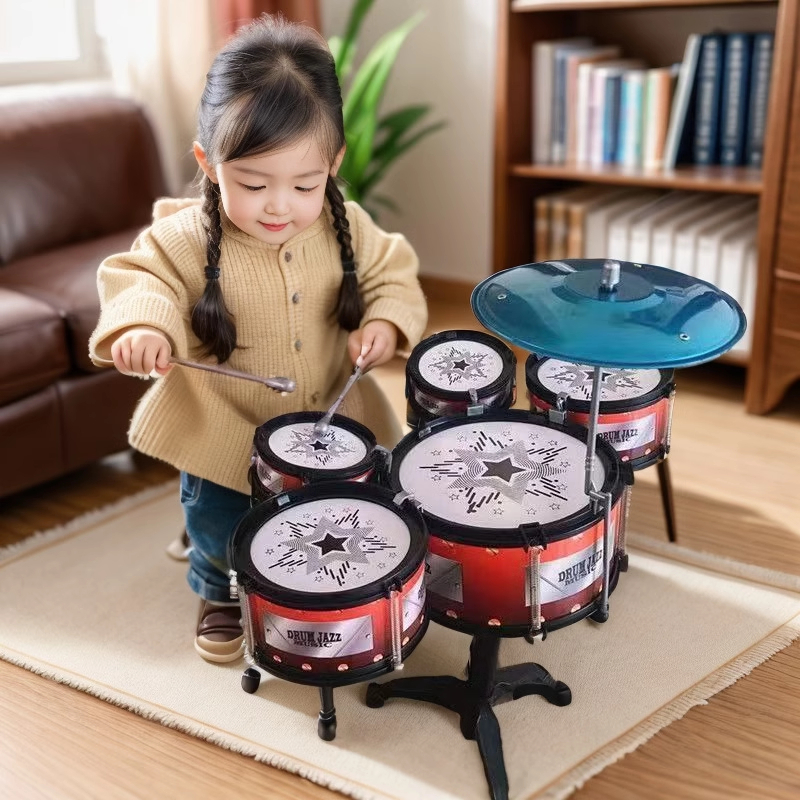 ของเล่นชุดกลองเด็ก กลองแจ๊ส เสริมทักษะดนตรี ฝึกสมาธิ ความคล่องตัว เหมาะสําหรับเด็กอายุ 1-6 ปี ของขวั