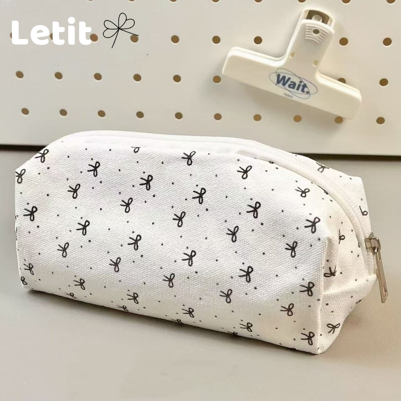 Letit | กระเป๋าดินสอ กระเป๋าเครื่องเขียน ลายดอกไม้น่ารัก สไตล์สร้างสรรค์ เหมาะกับของขวัญ สําหรับโรงเ