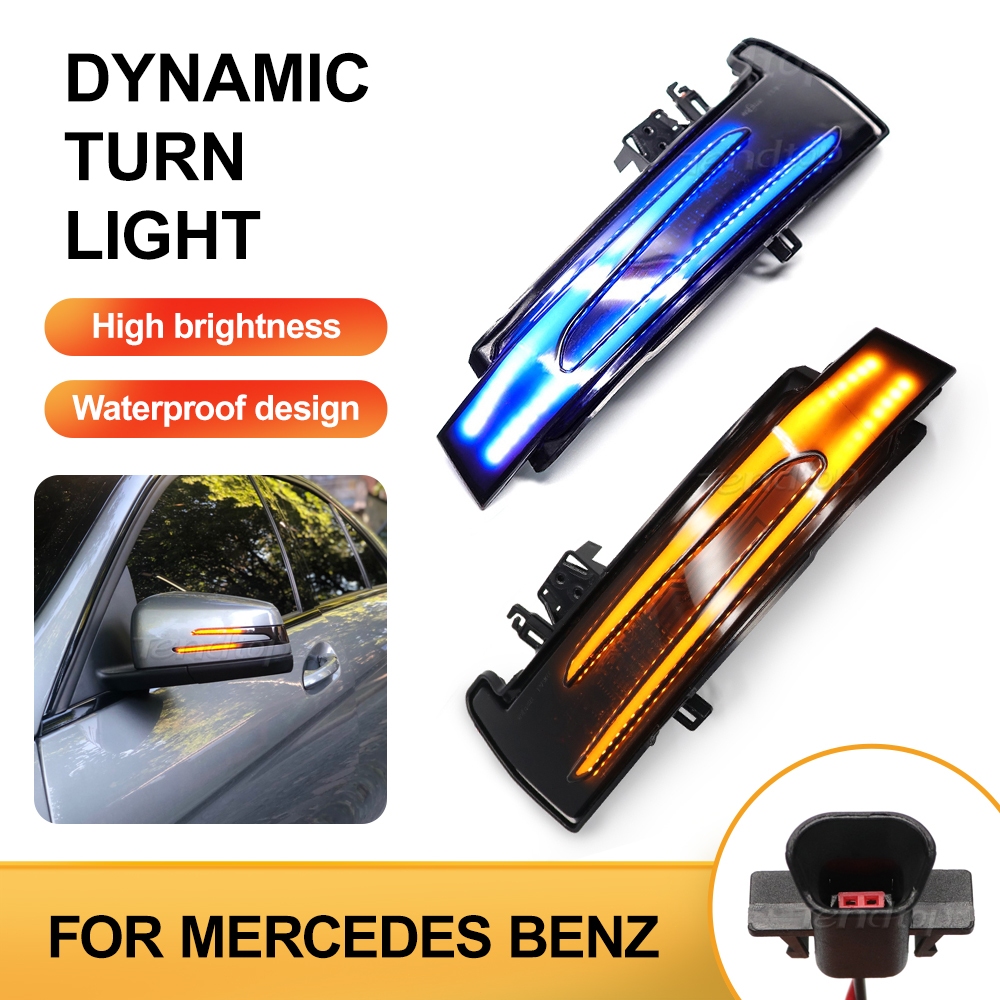 2 ชิ้นแบบไดนามิกกระจกมองหลังไฟแสดงสถานะไฟเลี้ยว LED สําหรับ Mercedes Benz W204 CLA ABCES GLA GLK CLS Class W176 W212
