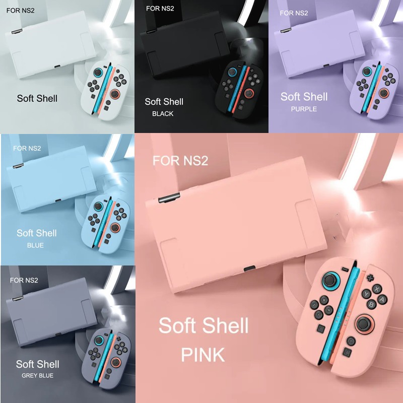 ป้องกันกรณีสําหรับ NS2 Dockable Anti-Scratch Protector สําหรับสวิทช์ 2 TPU Soft Joy-Con กรณีจอยสติ๊กหมวกคอนโซล Shell อุปกรณ์เสริม