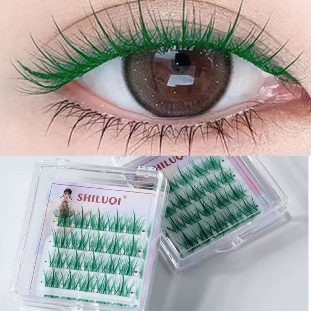 Shiluqi Green Trilogy ขนตาปลอมสีสันสดใส cos คริสต์มาส