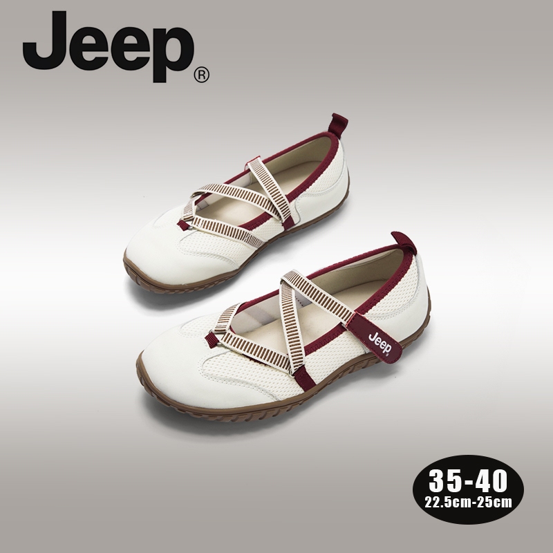 รองเท้า芭蕾舞 รีโทร JEEP สำหรับผู้หญิง Mary Jane รุ่นใหม่ แป้งวิเลโคร่ รองนิ่ม มีระบายอากาศ