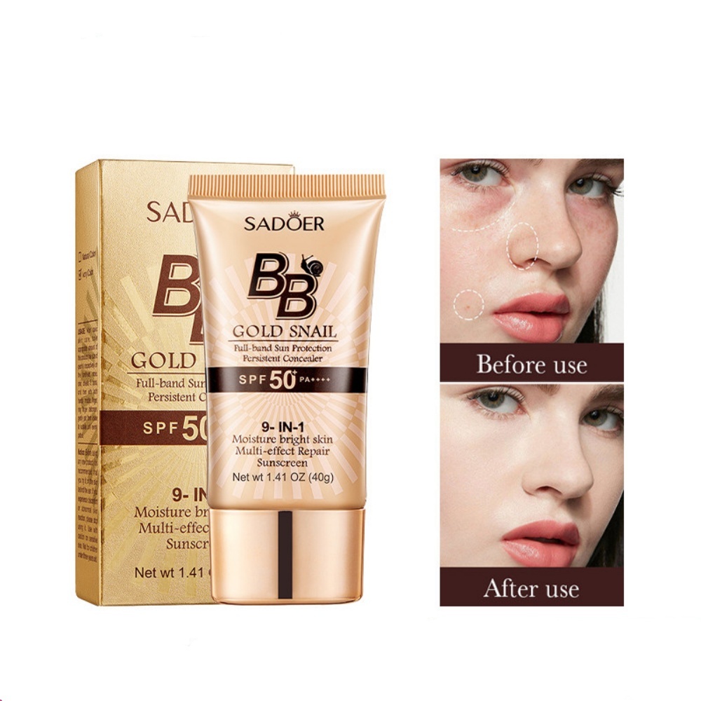 SADOER Gold Snail Sunscreen BB Cream Foundation คอนซีลเลอร์ Moisturizing Isolation Cream SPF50+PA+++