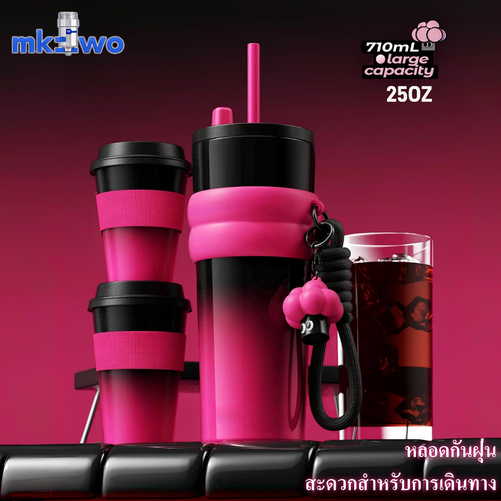 แก้วนํ้าเก็บความเย็น（25oz）cup แก้วกาแฟสแตนเลส แก้วน้ำ ฝาปิดสูญญากาศ เก็บความร้อนและความเย็