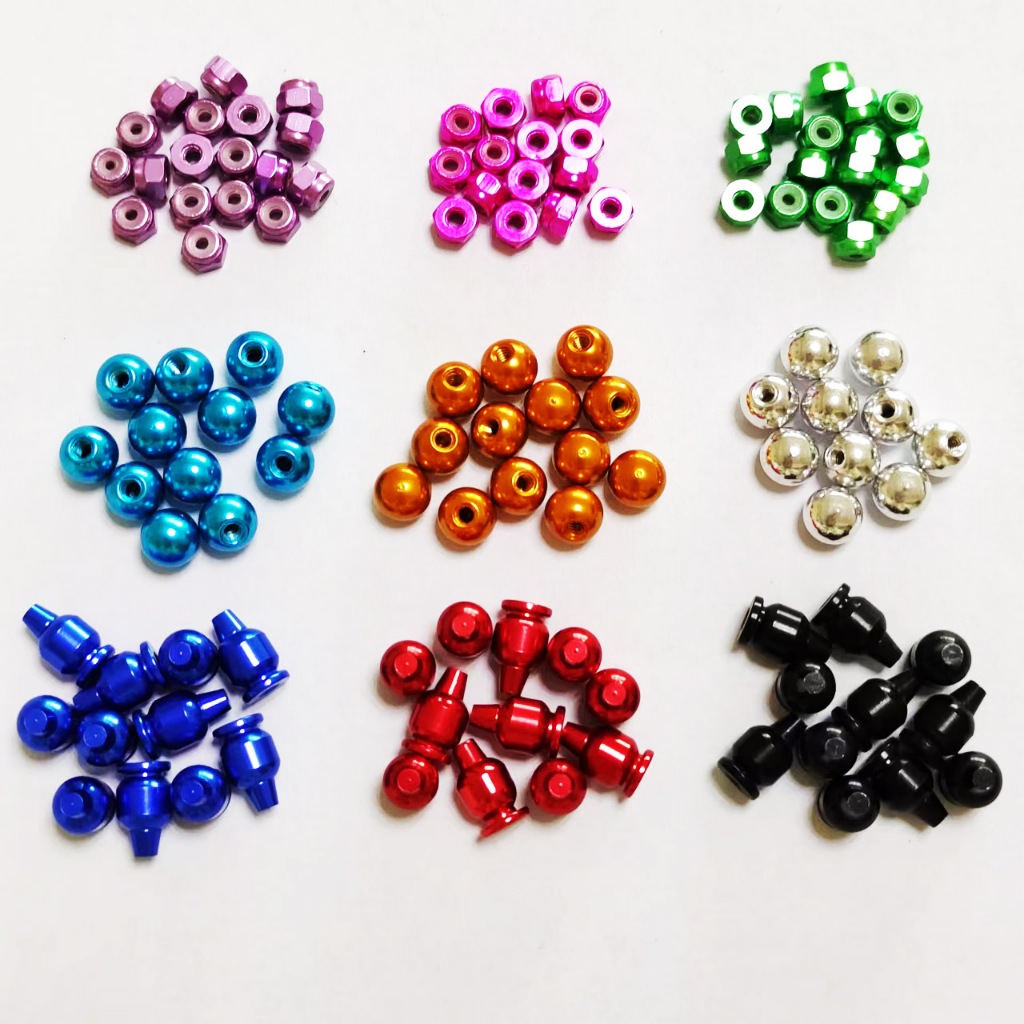 10pcs เลียนแบบ Locknuts/อลูมิเนียม Stabilizer Ball Cap/M2 Gourd รูปหัวถั่ว 15068/94690 อะไหล่สําหรับ 1/32 TAMIYA Mini 4WD รถ