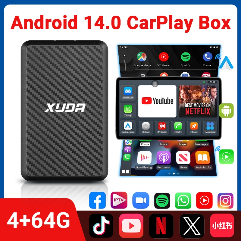 XDA Mini Ai Box 4 Core 4+64GB Android 14.0 รองรับ Netflix REDnote Wireless Carplay เหมาะสําหรับรถยนต