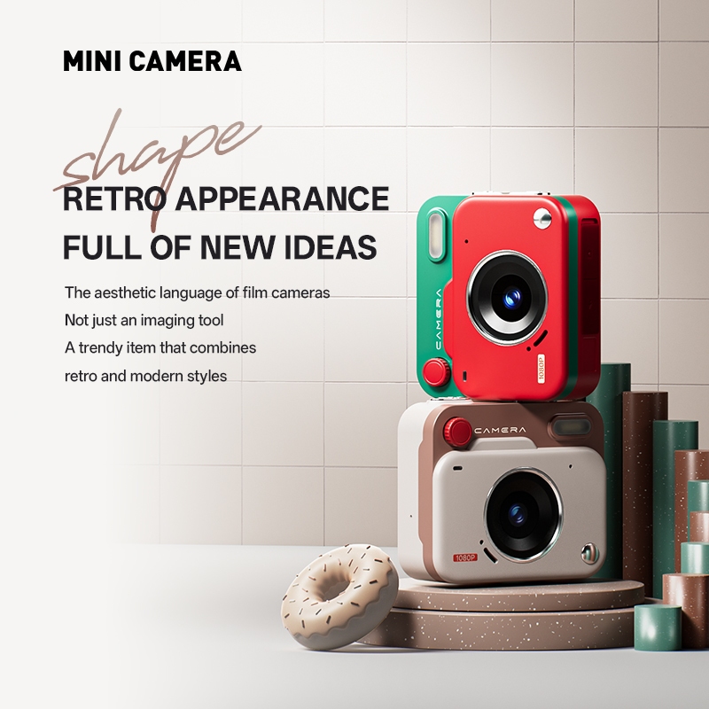 กล้องดิจิตอลย้อนยุคความละเอียดสูง HD CCD แบบมินิ พกพาง่าย สำหรับถ่ายรูป/วิดีโอ (ของขวัญวันเกิดเด็ก)