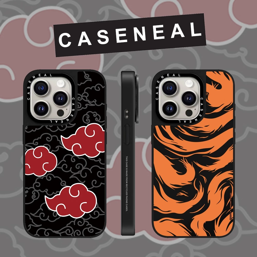 CASENEAL อะนิเมะการ์ตูน Graffiti สีแดง Cloud กระจกเคสโทรศัพท์สําหรับ iPhone 17 Air 16 Pro Max 15 14 Plus 13 ProMax 12 12Pro 11 โทรศัพท์กันกระแทกขอบนุ่ม hard กรณีป้องกัน