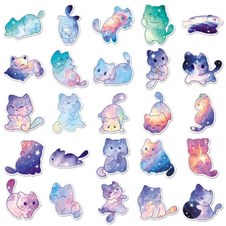 สุดน่ารัก 50 ชิ้น Starry Sky Cat Journal สติกเกอร์สําหรับแล็ปท็อปสมุดภาพ Art Journal หมวกกันน็อคสติกเกอร์ Graffiti กันน้ํา DIY
