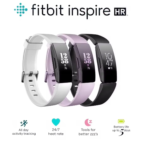 Fitbit Inspire HR สมาร์ทฟิตเนส Tracker นาฬิกา Heart Rate Monitor Sleep Steps ว่ายน้ําสร้อยข้อมือออกกําลังกายสุขภาพกันน้ํา