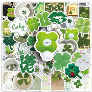 Ins สไตล์ 50 ชิ้น Lucky Clover สีเขียว Journal สติกเกอร์สําหรับแล็ปท็อปสมุดภาพ Art Journal หมวกกันน็อคสติกเกอร์ Graffiti กันน้ํา DIY