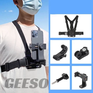 GEESO คลิปสายคล้องหน้าอก สายรัดหน้าอกโทรศัพท์มือถือ Chest Strap Mount Holder หมุนได้ 360องศา 绑带拍摄支架