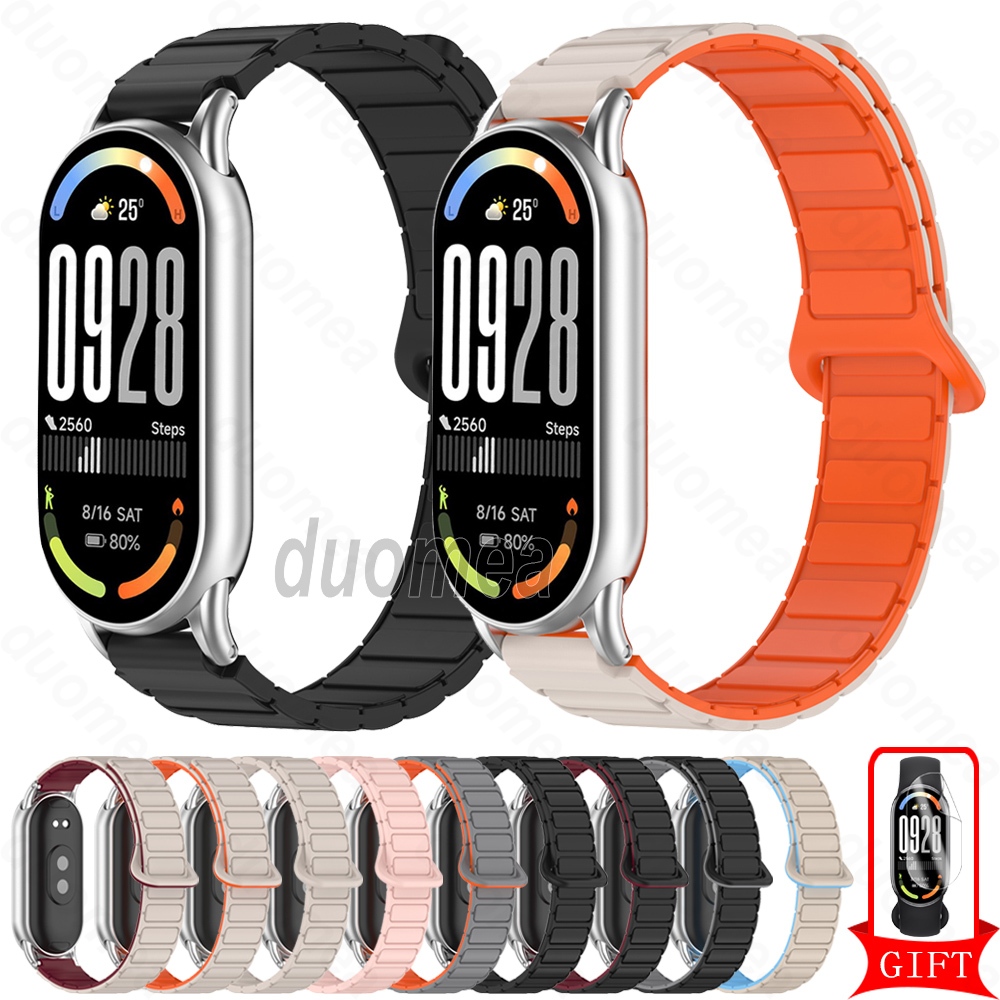 สายรัดสร้อยข้อมือซิลิโคนอุปกรณ์เสริมสายรัดข้อมือแม่เหล็กสําหรับ Xiaomi Smart Band 10 9 8 / Mi Band 10 Ceramic Edition