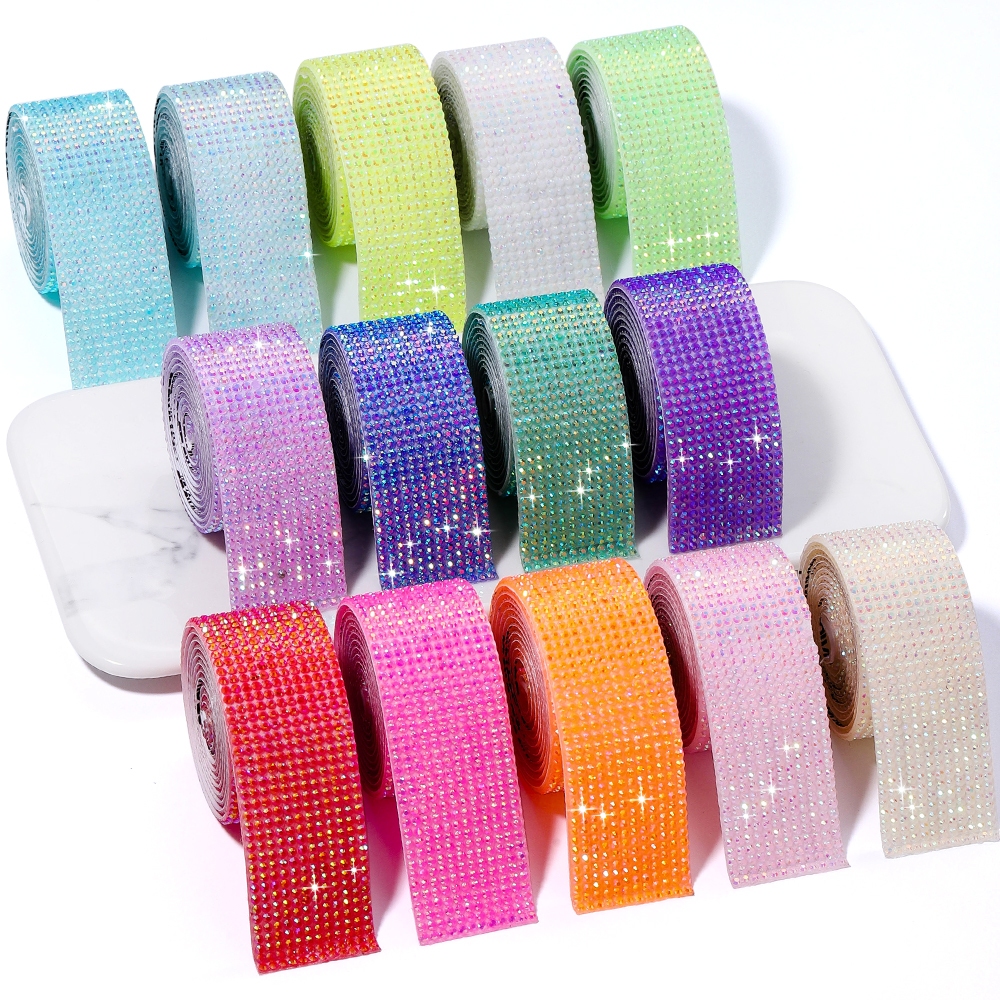 กาว Jelly AB Self_motif Rhinestone ริบบิ้นคริสตัล.Trim สติกเกอร์สำหรับ DIY หัตถกรรมและตกแต่งเสื้อผ้า