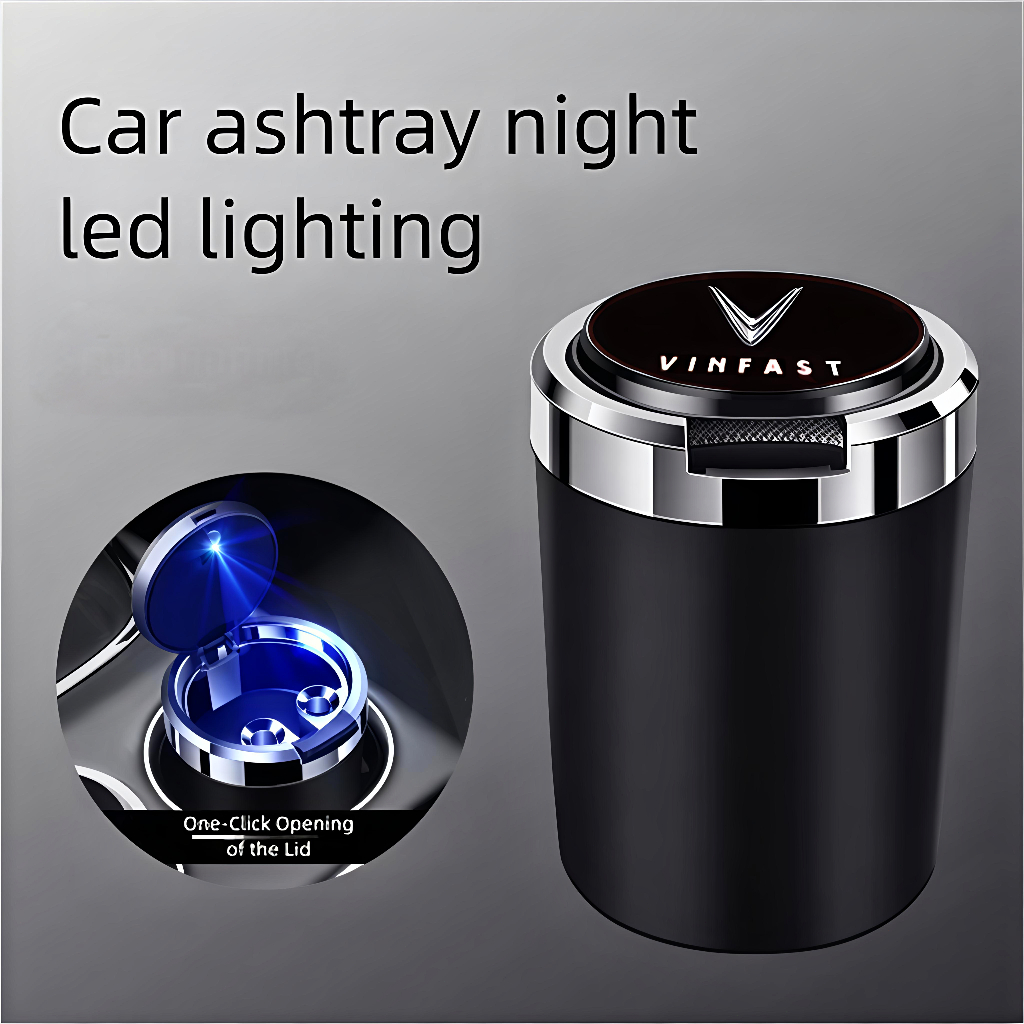 Silver Chrome รถ Ashtray ฝาครอบ LED Night Light Ash รูปที่ 4