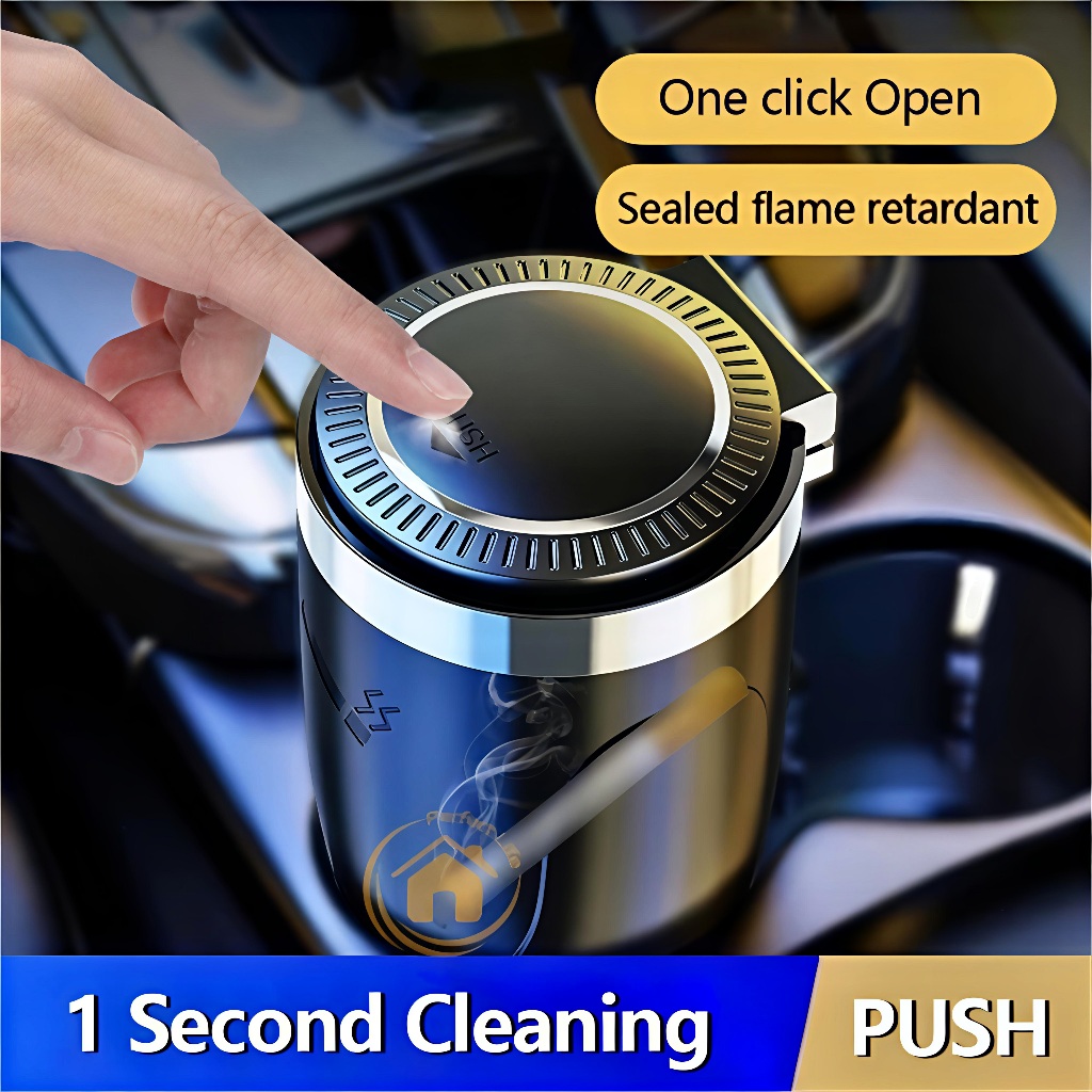Silver Chrome รถ Ashtray ฝาครอบ LED Night Light Ash รูปที่ 2